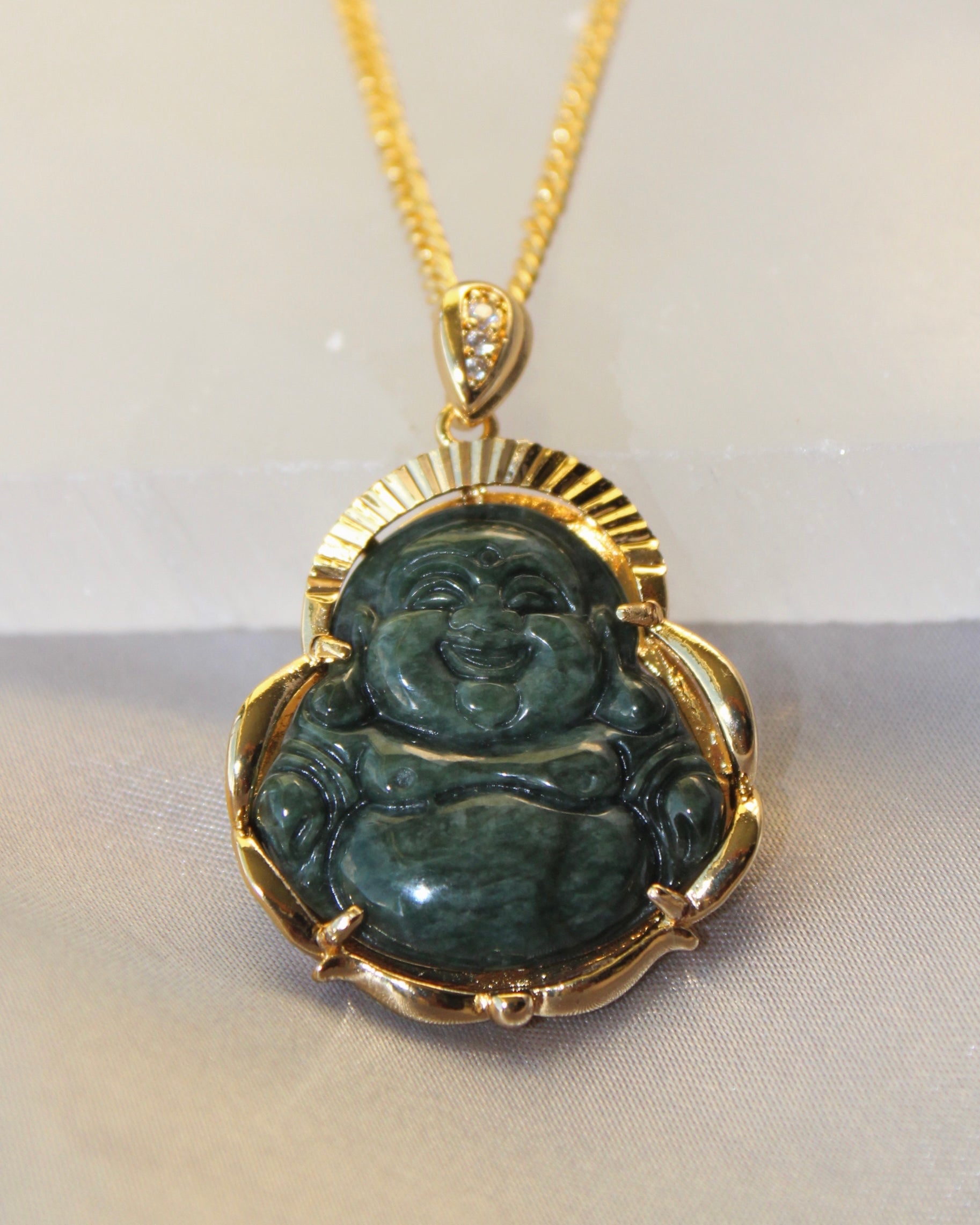 Dark Jade Buddha Necklace