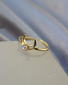 Cresent Opal Moon Ring
