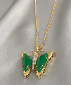 Butterfly Jade Necklace Gold