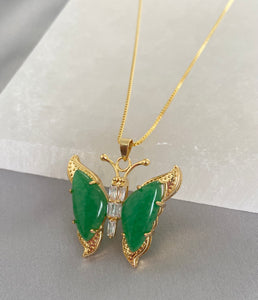 Butterfly Jade Necklace Gold