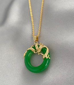 Dragon Jade Necklace Gold