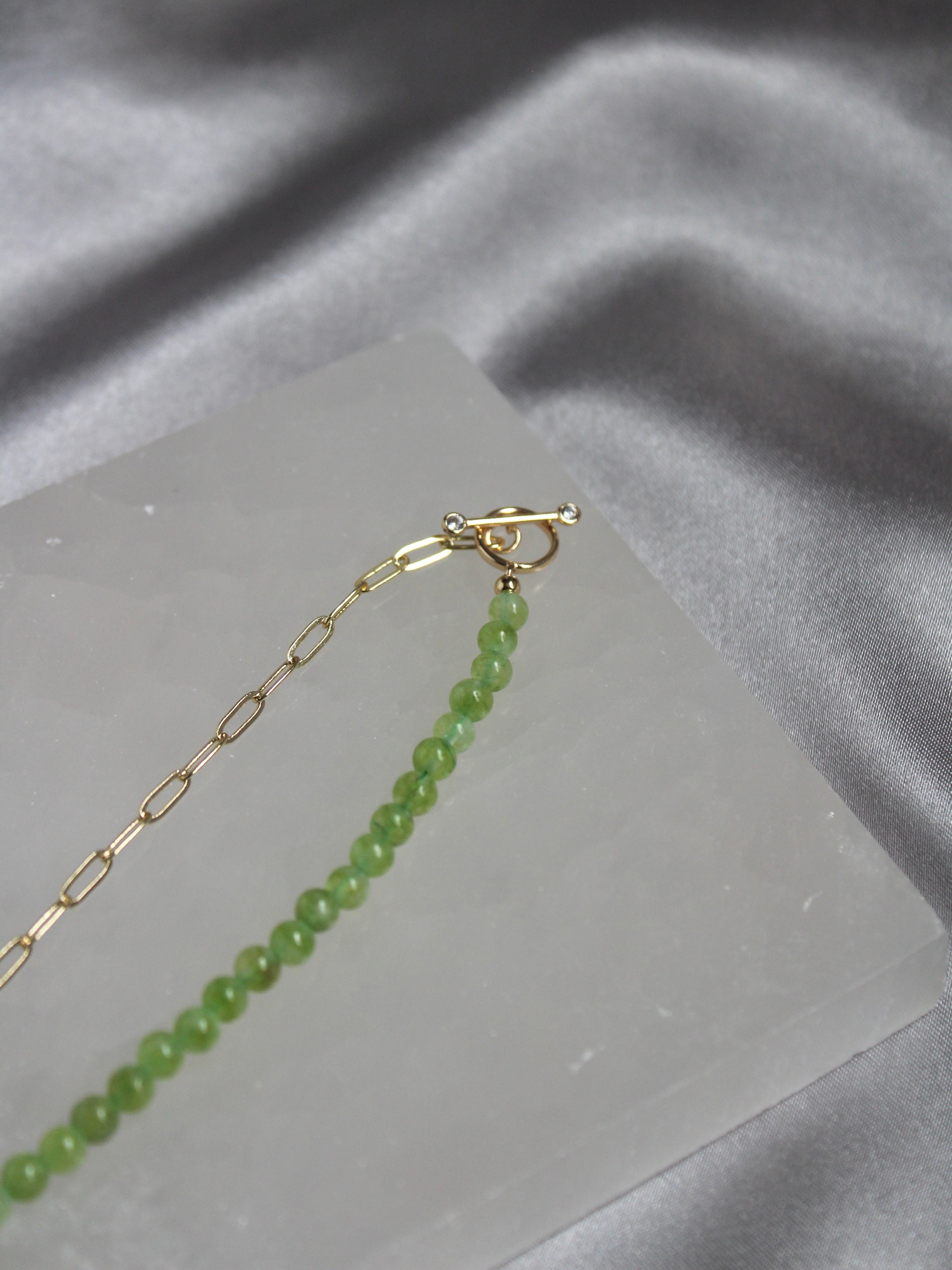 Half Jade Half Link Necklace