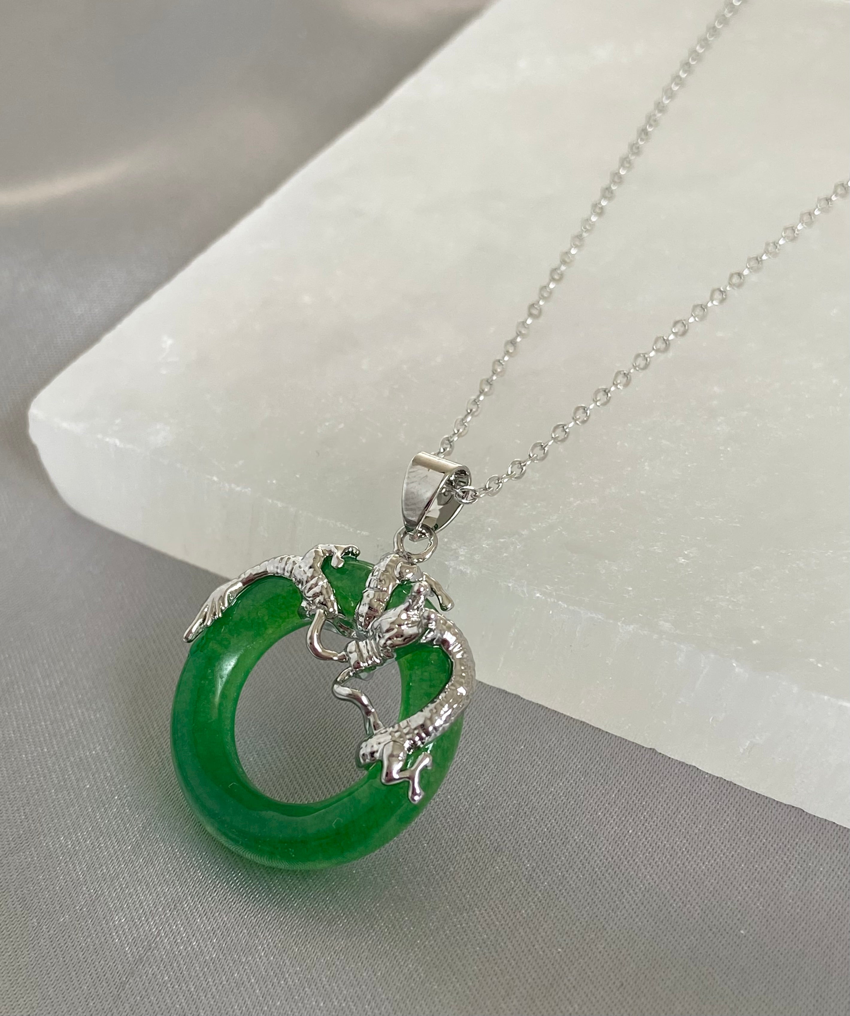 Dragon Jade Necklace Silver