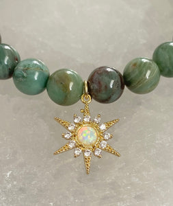 Australian Dragon Blood Jade Gold-Filled Opal Star Bracelet