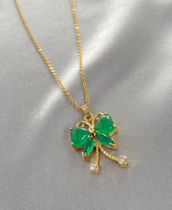 Small Butterfly Jade Necklace Gold