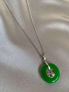 Heart Jade Necklace Silver