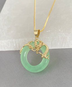 Dragon Light Jade Necklace Gold