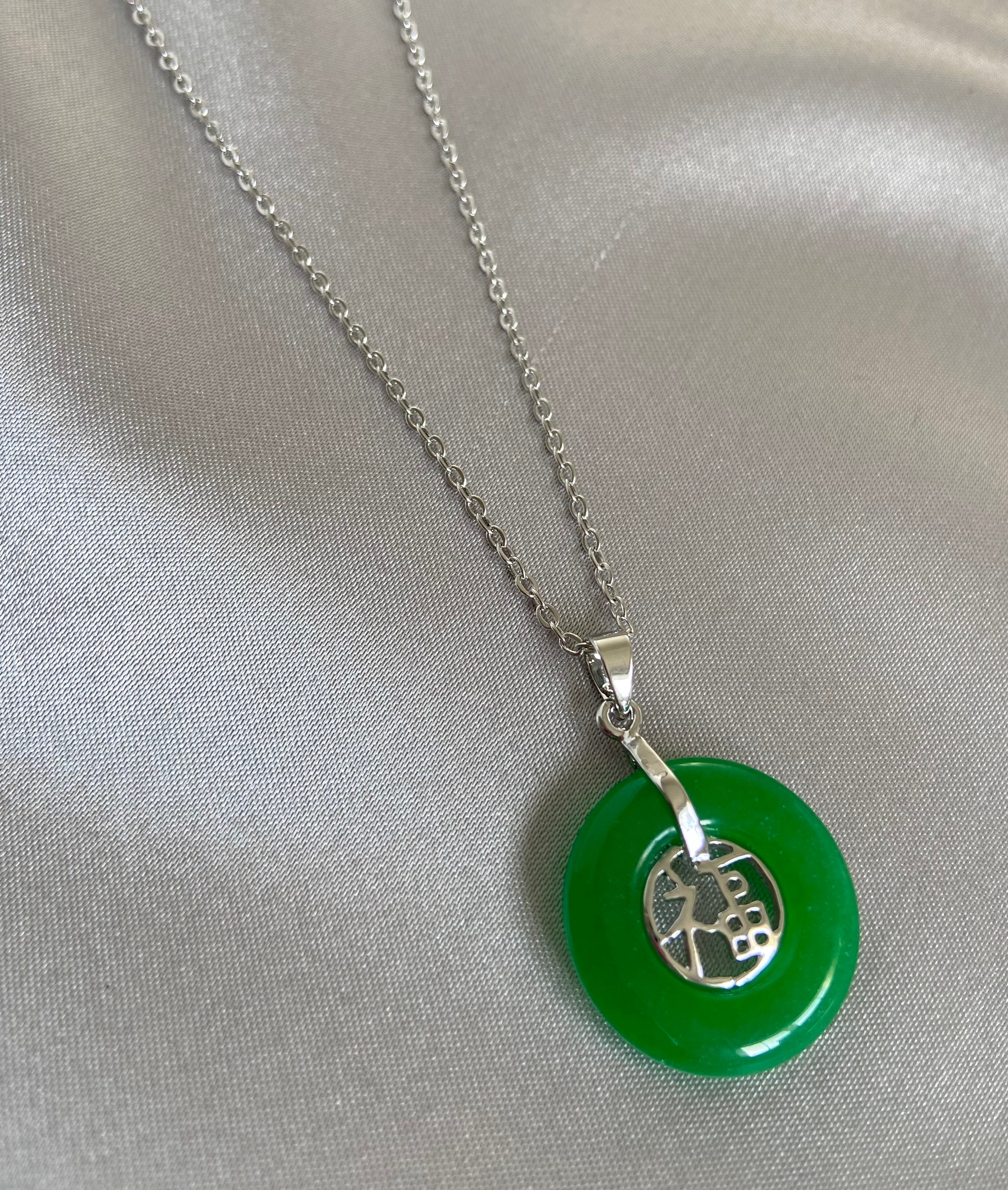 Good Fortune Jade Necklace Silver