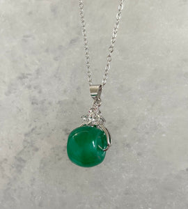 Ball Jade Necklace Silver