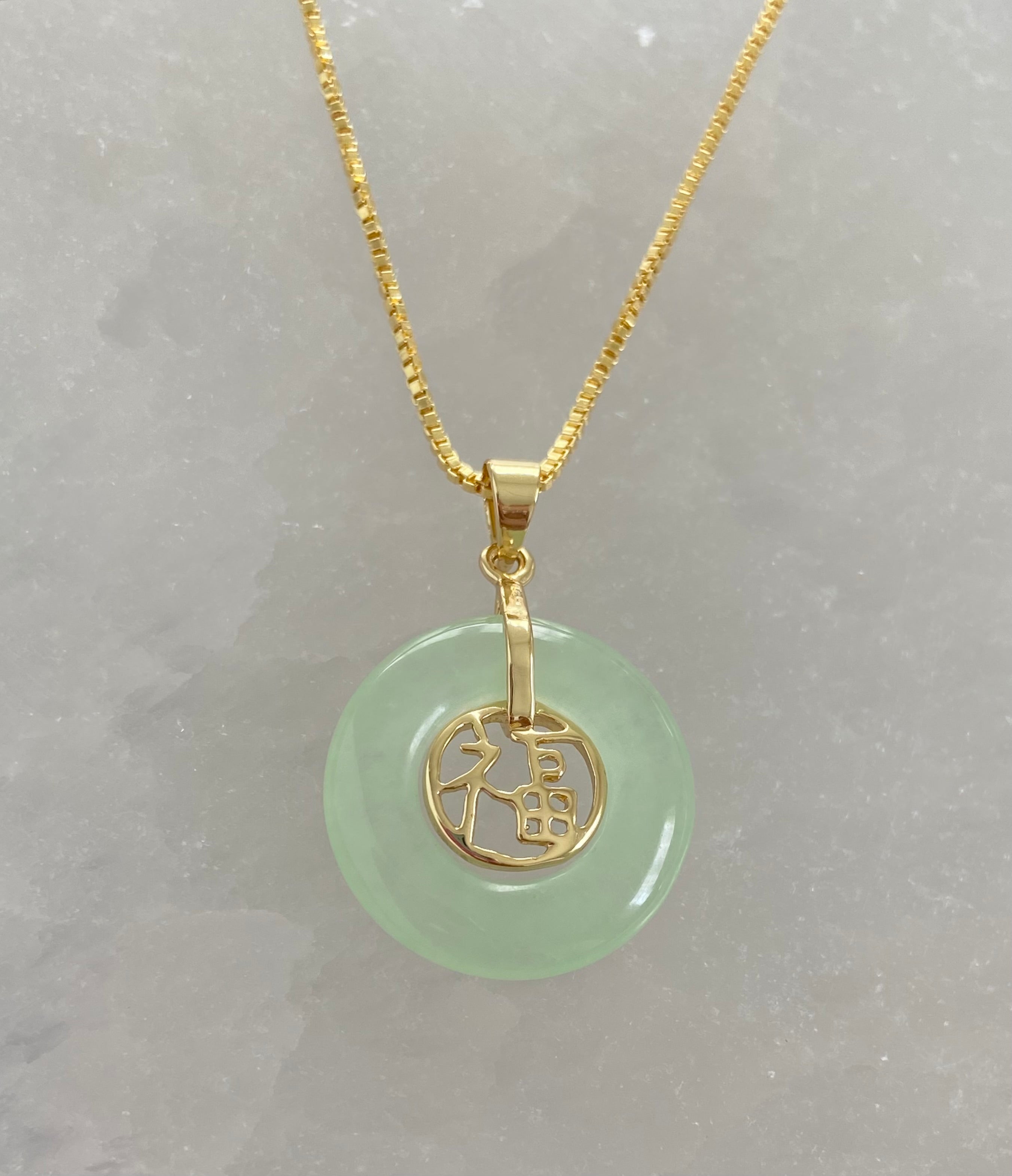 Light Jade Good Fortune Necklace Gold