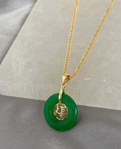 Good Fortune Jade Necklace Gold