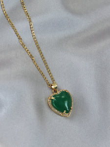 Heart Jade Necklace Gold
