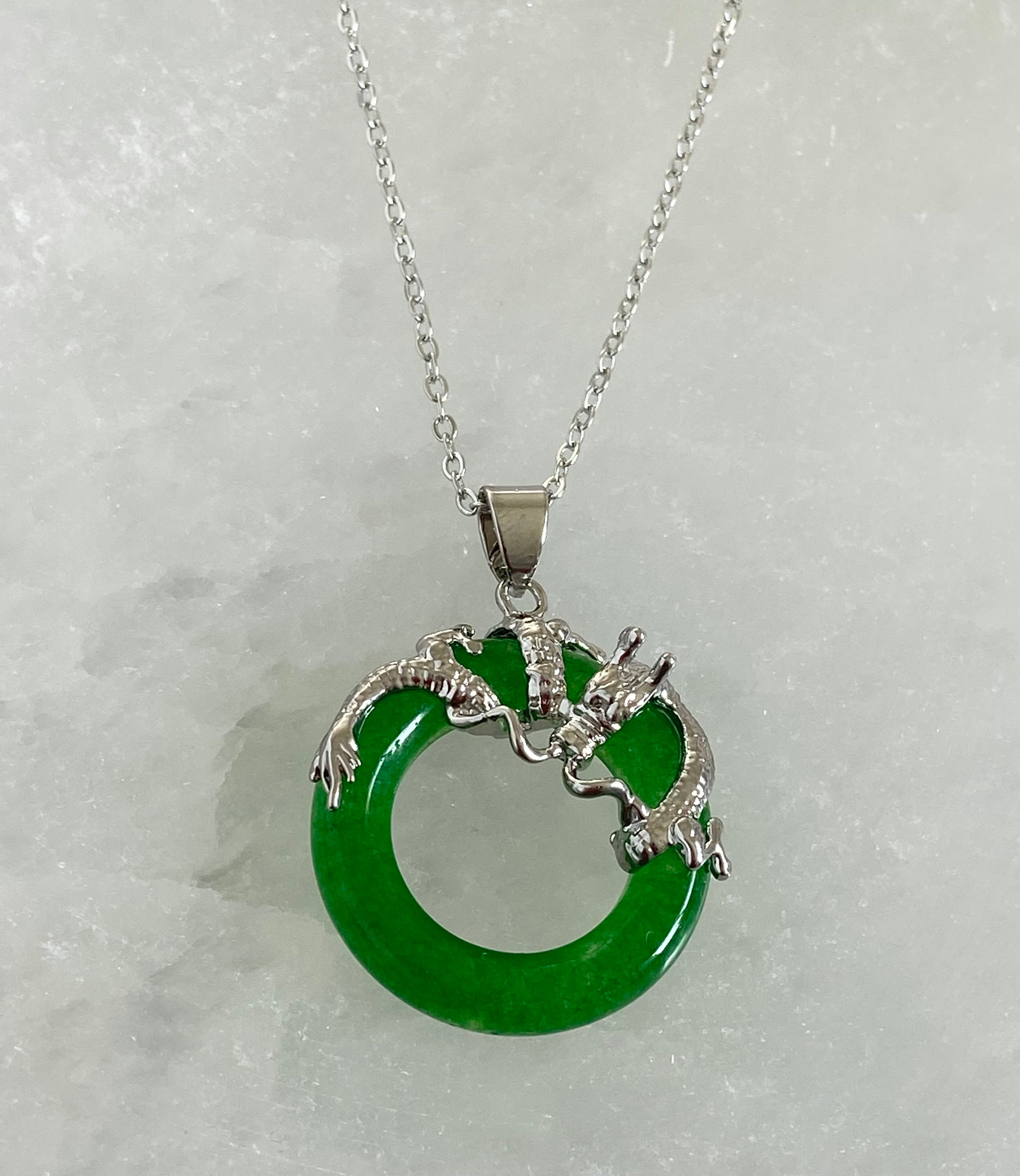 Dragon Jade Necklace Silver