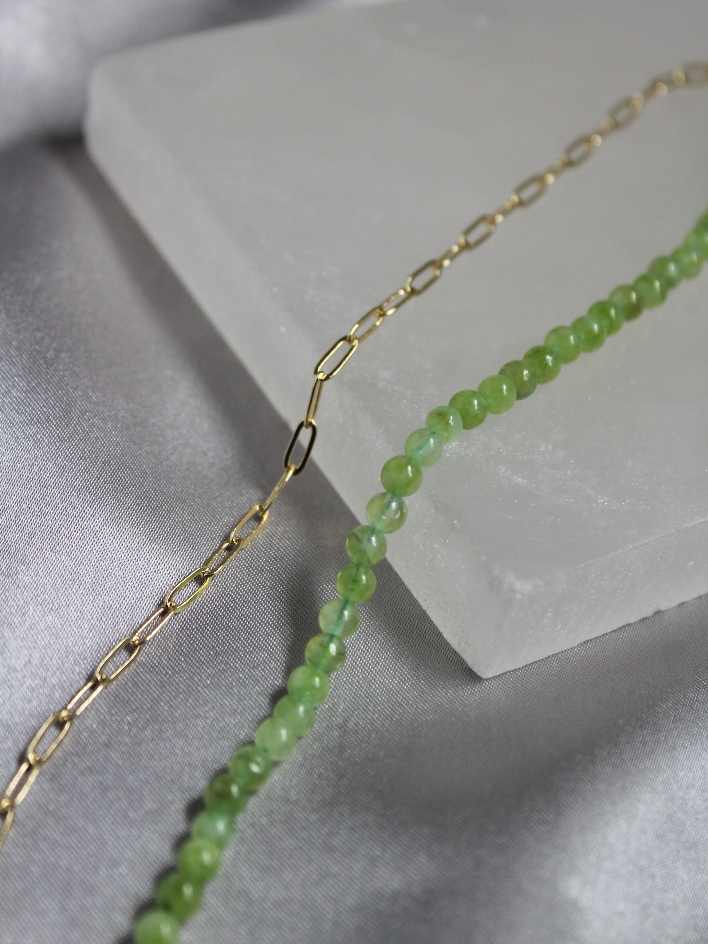 Half Jade Half Link Necklace