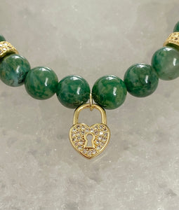 African Jade Gold-Filled Lock Bracelet