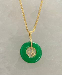 Good Fortune Jade Necklace Gold