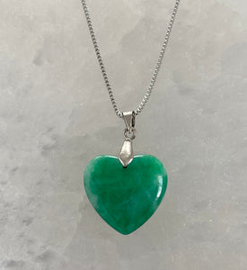 Heart Jade Necklace Silver