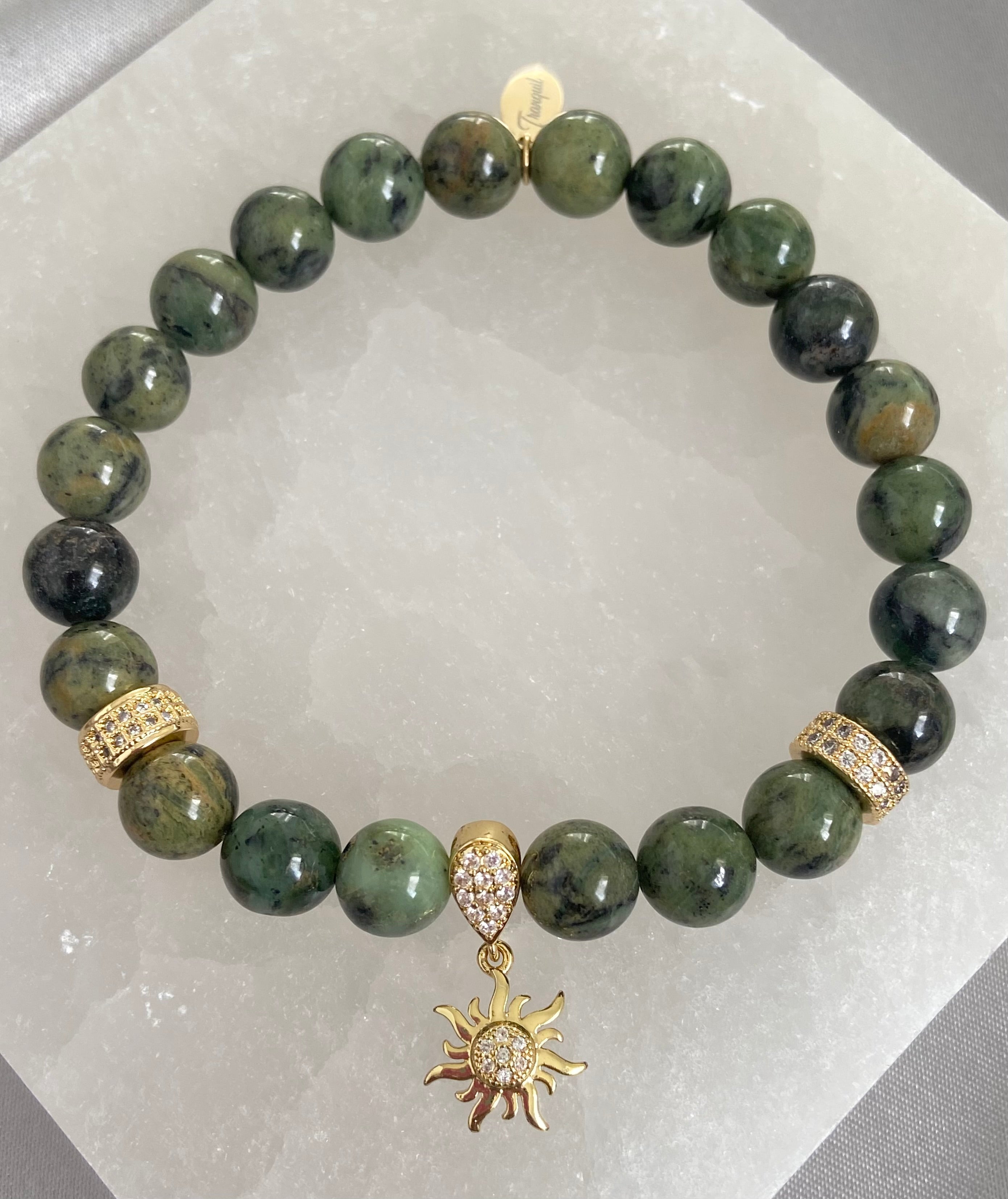 Dendrite Jade Gold-Filled Sun Bracelet