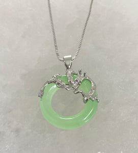 Dragon Light Jade Necklace Silver
