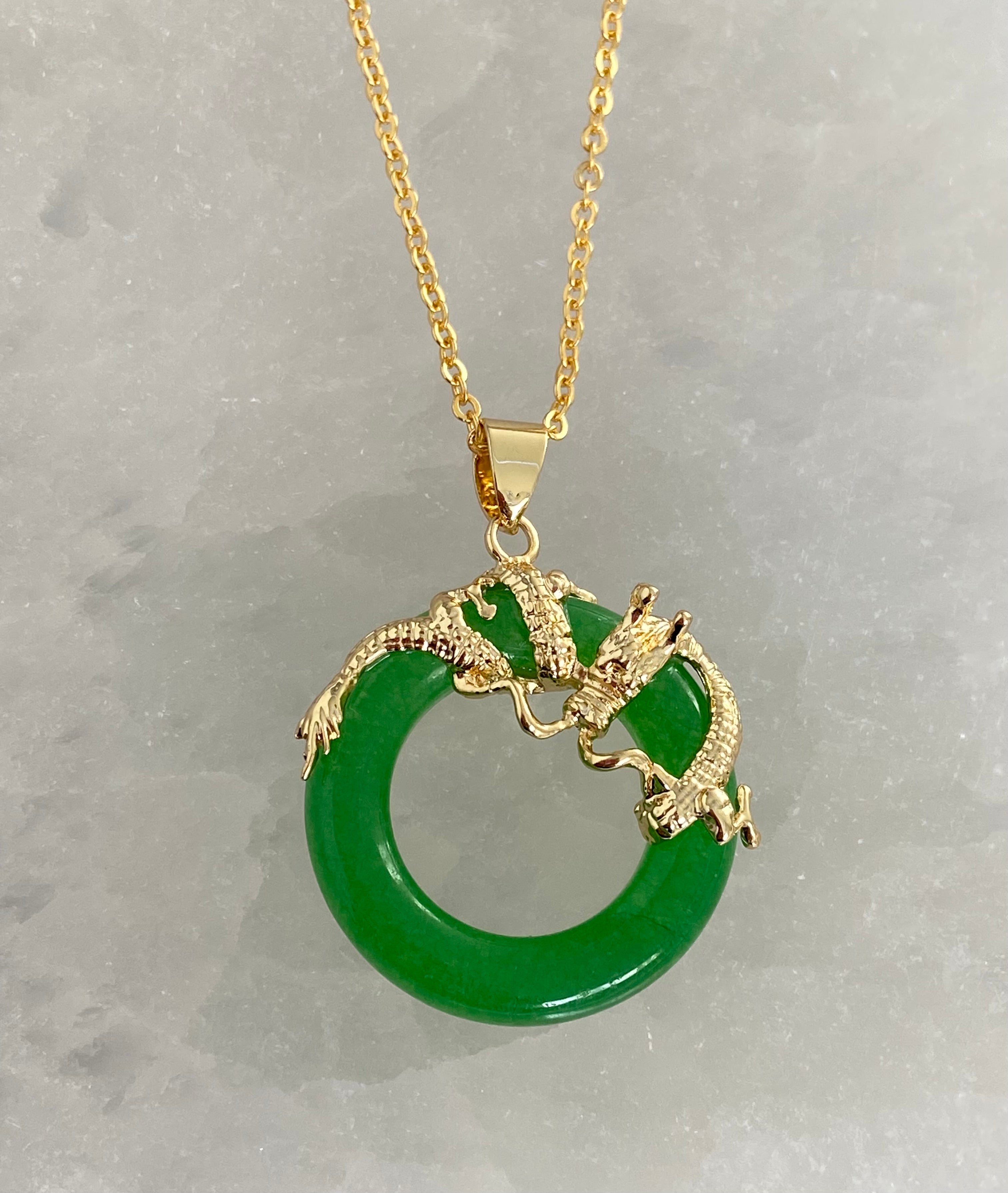 MCSAYS Dragon Necklace Gold Chinese Tibet Grade A+ Green India | Ubuy