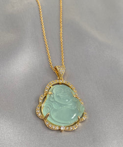 Buddha Light Jade Necklace Gold