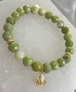 Peridot Jade Gold-Filled Opal Crown Bracelet
